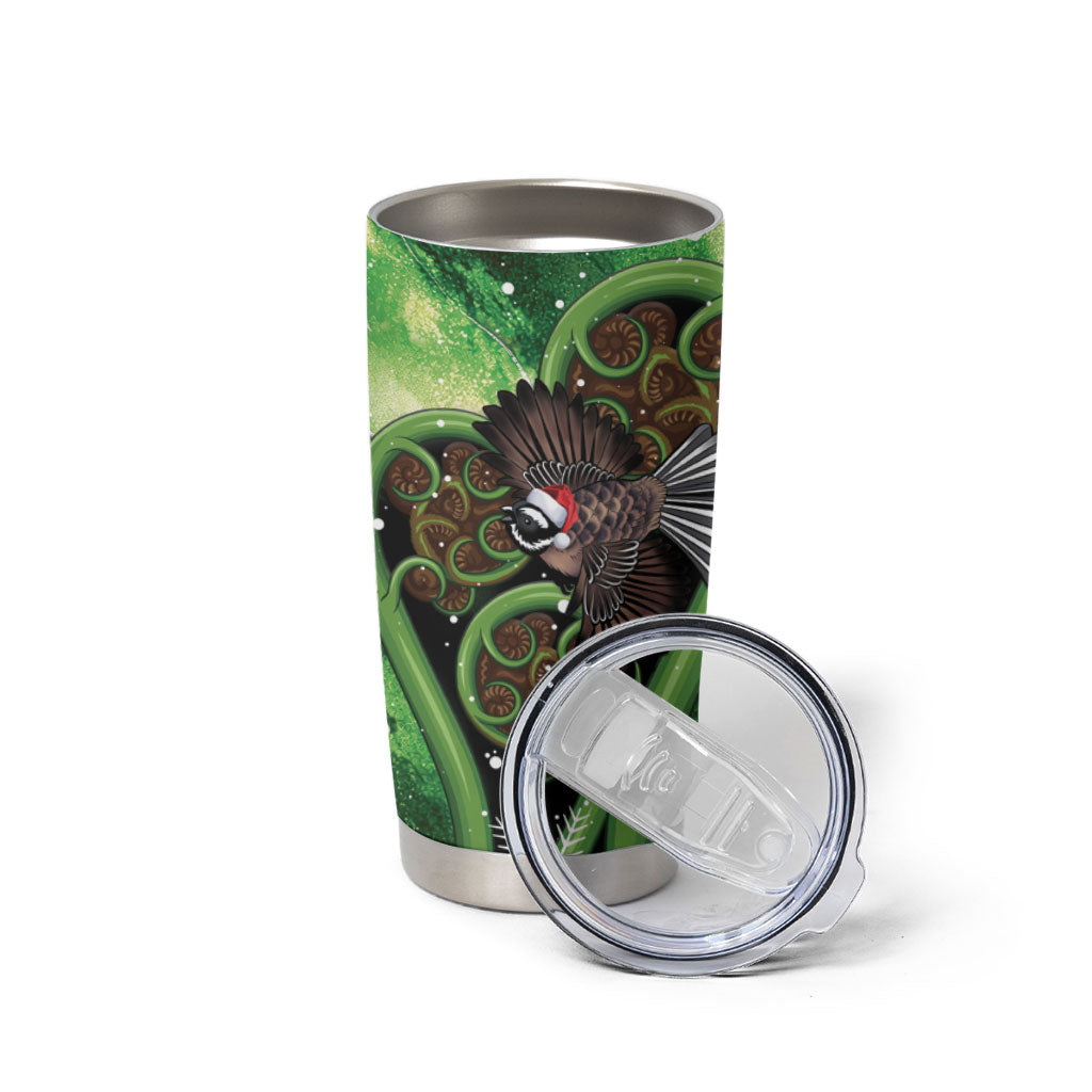 Piwakawaka New Zealand Christmas In July Tumbler Cup NZ Aroha Koru Fern Marble Vibes