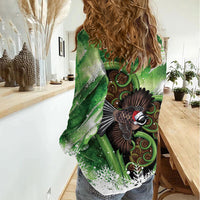 Piwakawaka New Zealand Christmas In July Women Casual Shirt NZ Aroha Koru Fern Marble Vibes