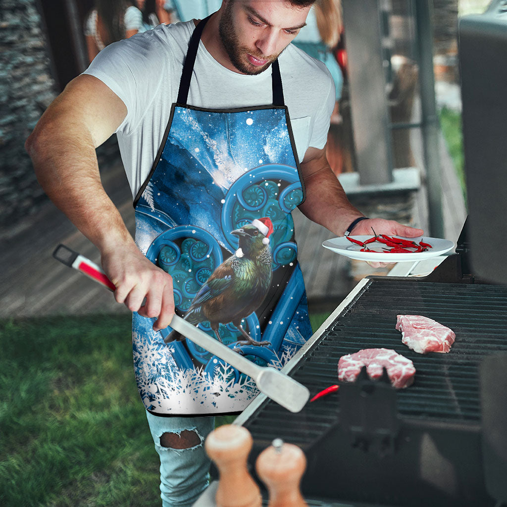 Tui Bird New Zealand Christmas In July Apron NZ Aroha Koru Fern Marble Vibes