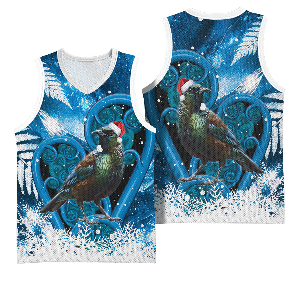 Tui Bird New Zealand Christmas In July Basketball Jersey NZ Aroha Koru Fern Marble Vibes