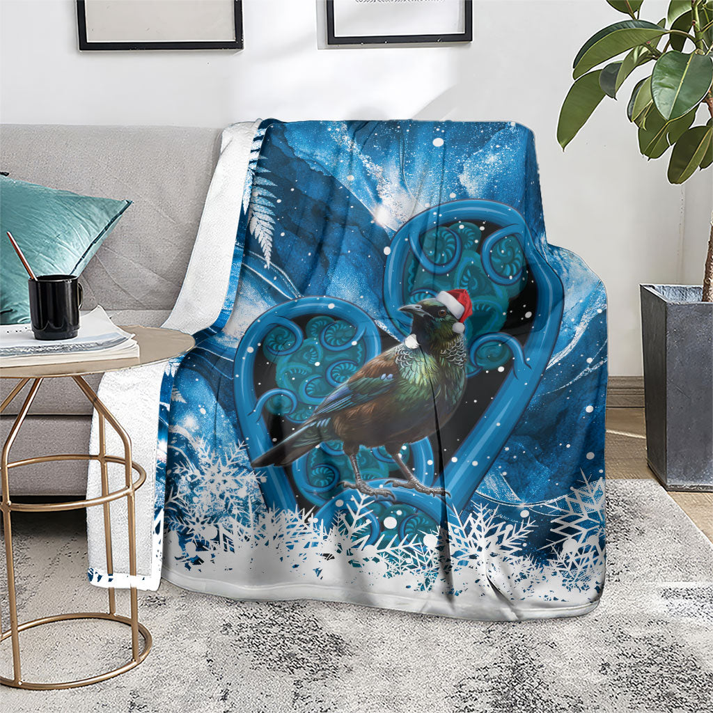 Tui Bird New Zealand Christmas In July Blanket NZ Aroha Koru Fern Marble Vibes