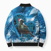 Tui Bird New Zealand Christmas In July Bomber Puffer Jacket NZ Aroha Koru Fern Marble Vibes
