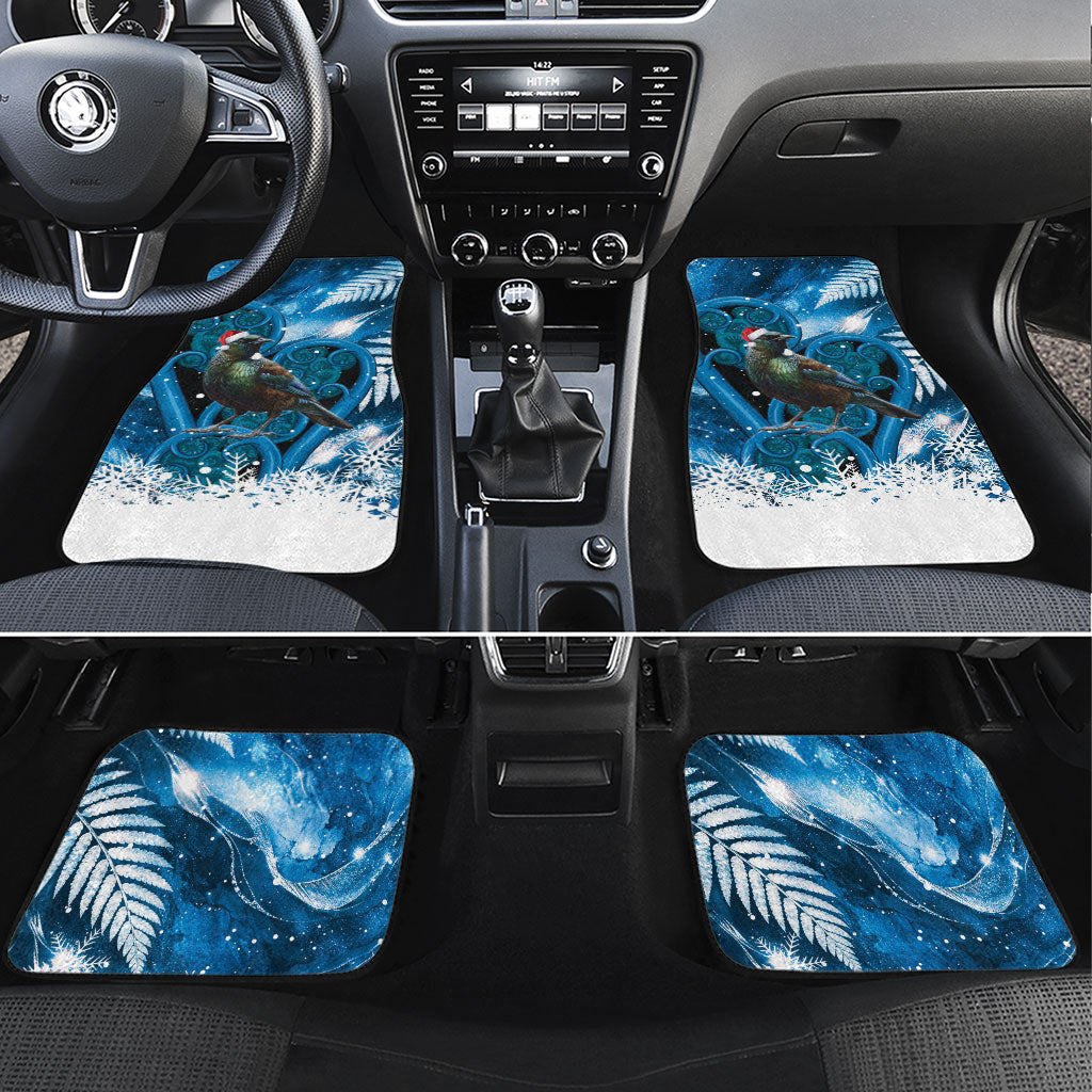 Tui Bird New Zealand Christmas In July Car Mats NZ Aroha Koru Fern Marble Vibes