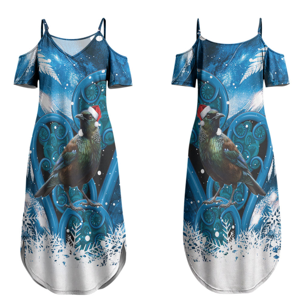 Tui Bird New Zealand Christmas In July Couples Matching Summer Maxi Dress and Hawaiian Shirt NZ Aroha Koru Fern Marble Vibes LT14 - Polynesian Pride
