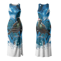 Tui Bird New Zealand Christmas In July Couples Matching Tank Maxi Dress and Long Sleeve Button Shirt NZ Aroha Koru Fern Marble Vibes LT14 - Polynesian Pride