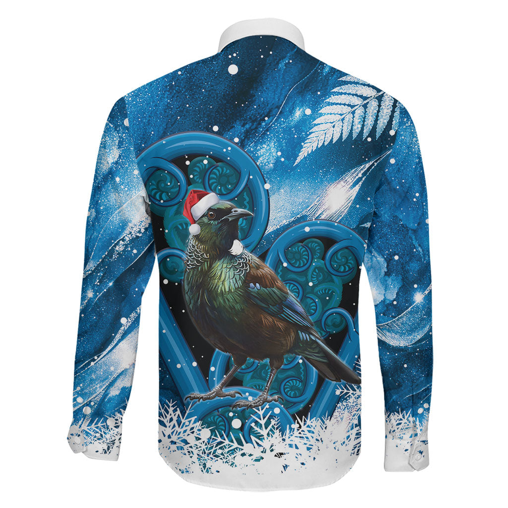 Tui Bird New Zealand Christmas In July Family Matching Off Shoulder Maxi Dress and Hawaiian Shirt NZ Aroha Koru Fern Marble Vibes