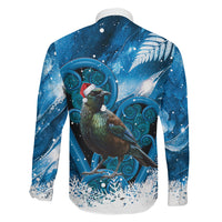 Tui Bird New Zealand Christmas In July Family Matching Short Sleeve Bodycon Dress and Hawaiian Shirt NZ Aroha Koru Fern Marble Vibes