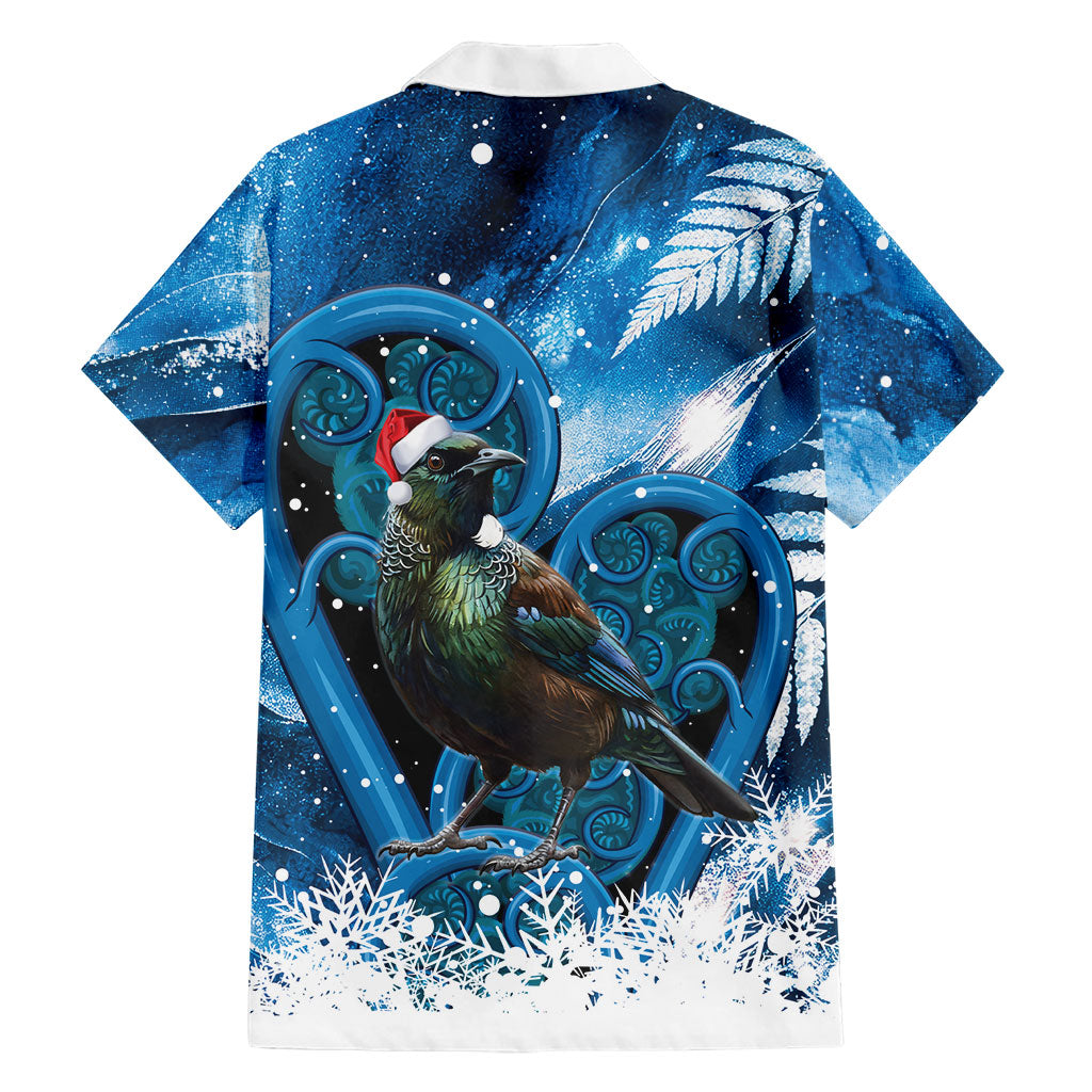 Tui Bird New Zealand Christmas In July Family Matching Tank Maxi Dress and Hawaiian Shirt NZ Aroha Koru Fern Marble Vibes