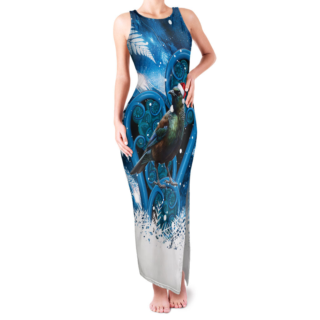 Tui Bird New Zealand Christmas In July Family Matching Tank Maxi Dress and Hawaiian Shirt NZ Aroha Koru Fern Marble Vibes