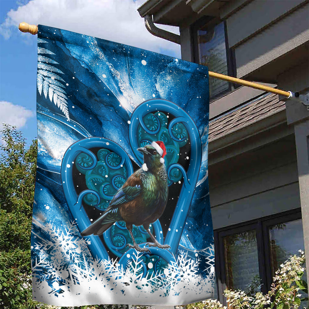Tui Bird New Zealand Christmas In July Garden Flag NZ Aroha Koru Fern Marble Vibes