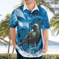 Tui Bird New Zealand Christmas In July Hawaiian Shirt NZ Aroha Koru Fern Marble Vibes