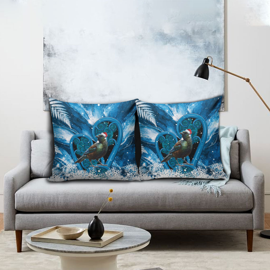 Tui Bird New Zealand Christmas In July Pillow Cover NZ Aroha Koru Fern Marble Vibes