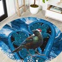 Tui Bird New Zealand Christmas In July Round Carpet NZ Aroha Koru Fern Marble Vibes