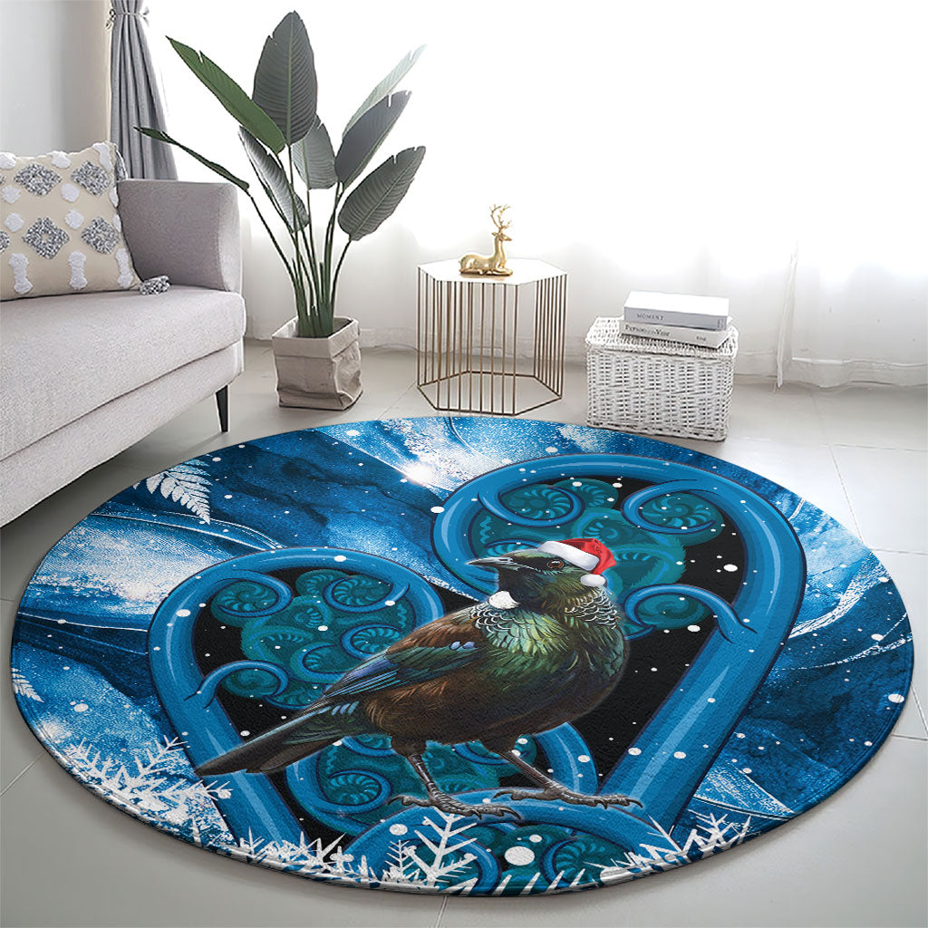 Tui Bird New Zealand Christmas In July Round Carpet NZ Aroha Koru Fern Marble Vibes