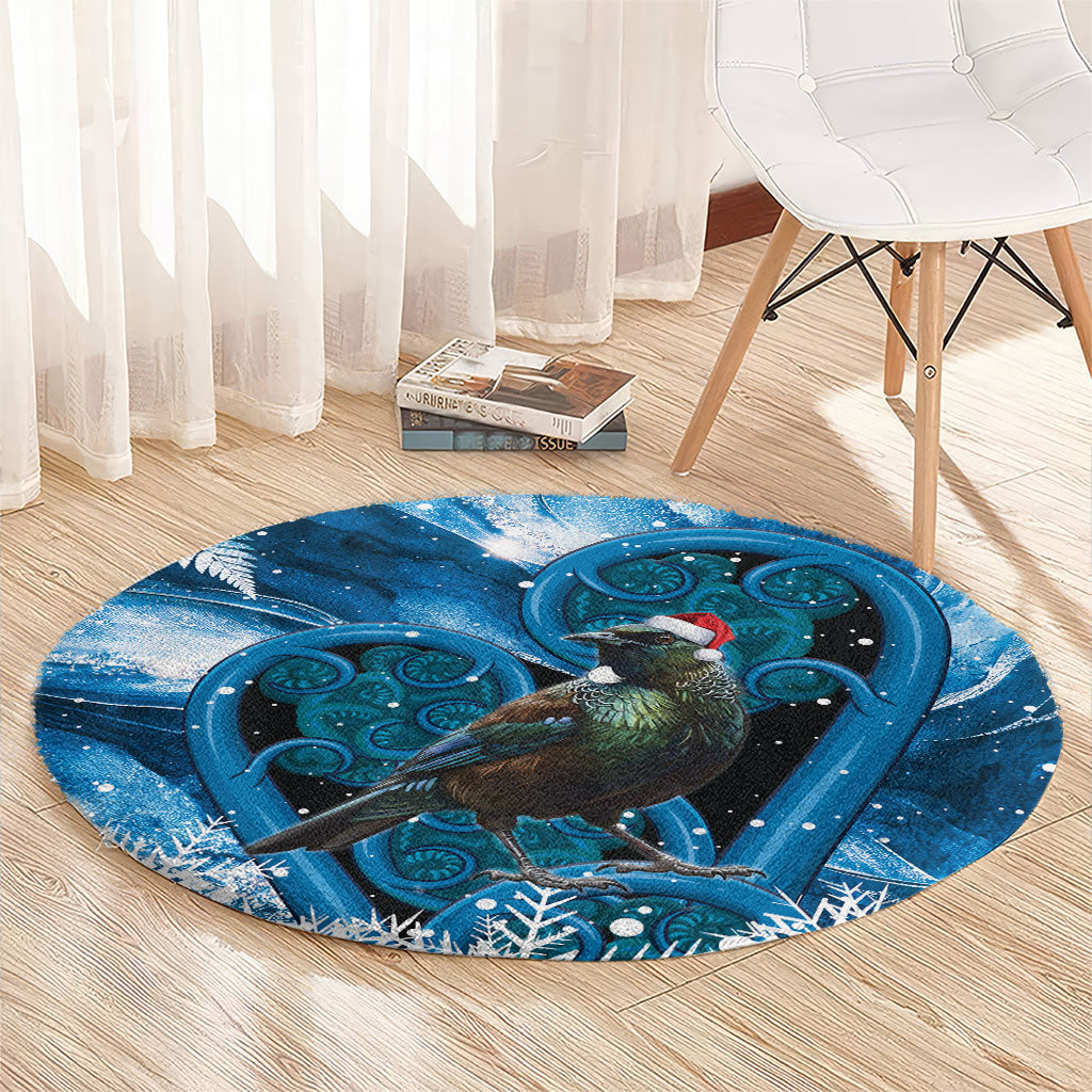Tui Bird New Zealand Christmas In July Round Carpet NZ Aroha Koru Fern Marble Vibes