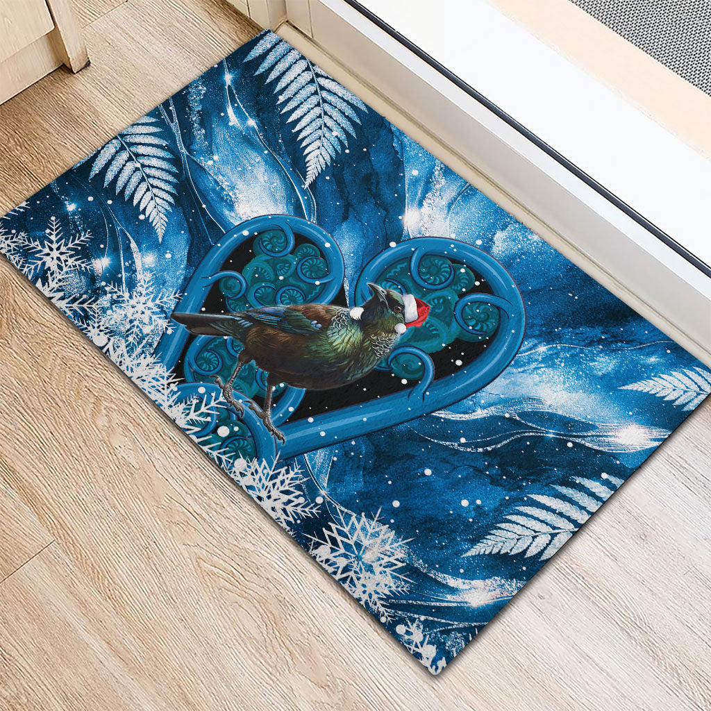 Tui Bird New Zealand Christmas In July Rubber Doormat NZ Aroha Koru Fern Marble Vibes