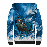 Tui Bird New Zealand Christmas In July Sherpa Hoodie NZ Aroha Koru Fern Marble Vibes