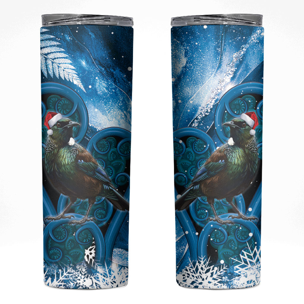 Tui Bird New Zealand Christmas In July Skinny Tumbler NZ Aroha Koru Fern Marble Vibes