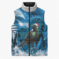 Tui Bird New Zealand Christmas In July Sleeveless Puffer Jacket NZ Aroha Koru Fern Marble Vibes