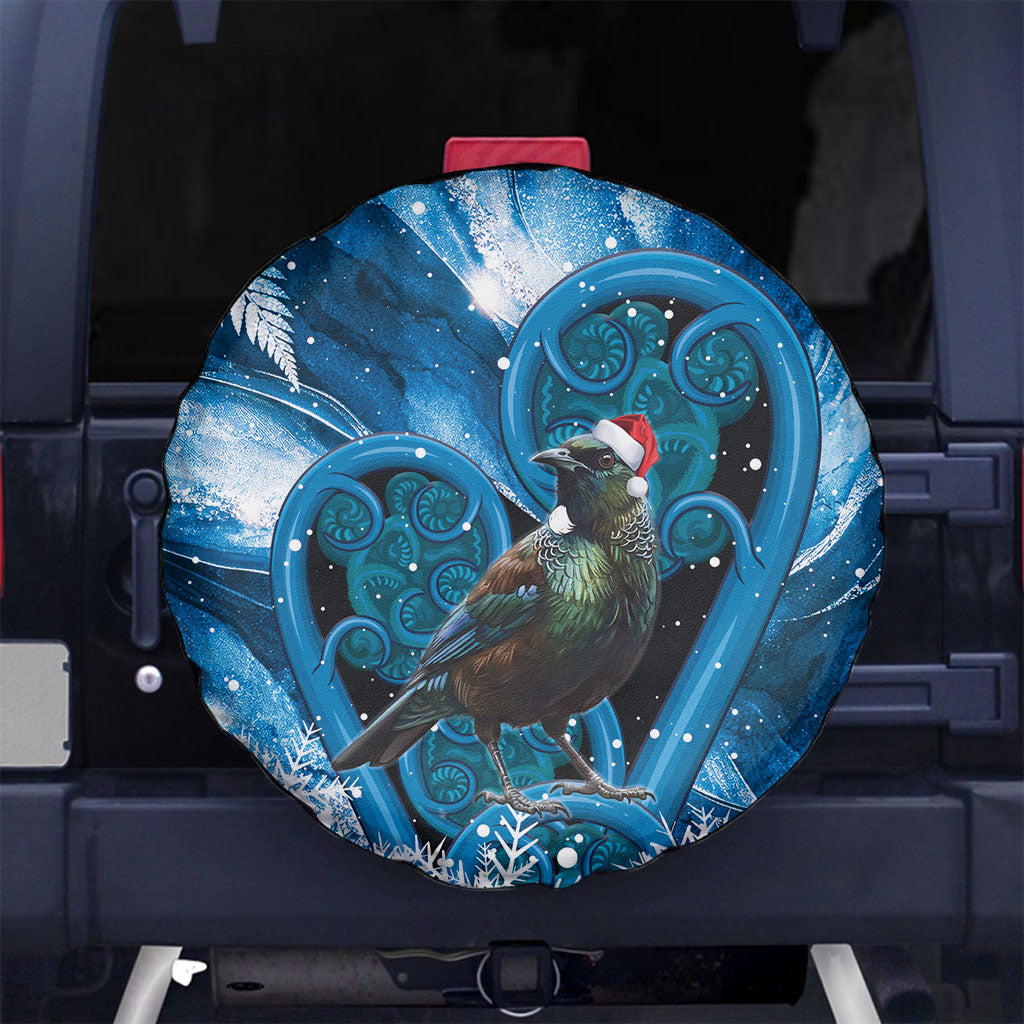 Tui Bird New Zealand Christmas In July Spare Tire Cover NZ Aroha Koru Fern Marble Vibes