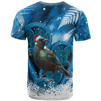Tui Bird New Zealand Christmas In July T Shirt NZ Aroha Koru Fern Marble Vibes