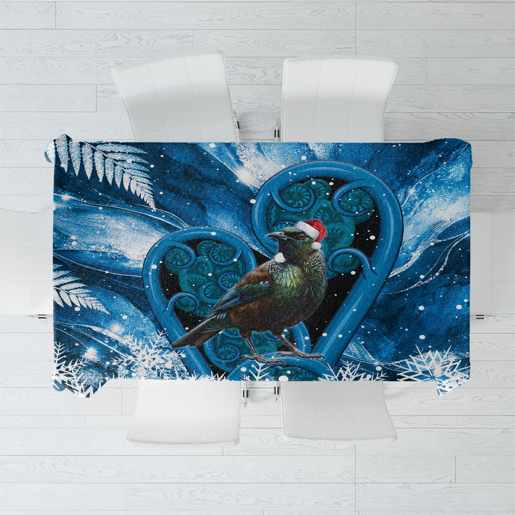 Tui Bird New Zealand Christmas In July Tablecloth NZ Aroha Koru Fern Marble Vibes