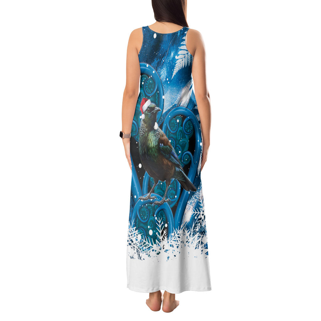 Tui Bird New Zealand Christmas In July Tank Maxi Dress NZ Aroha Koru Fern Marble Vibes