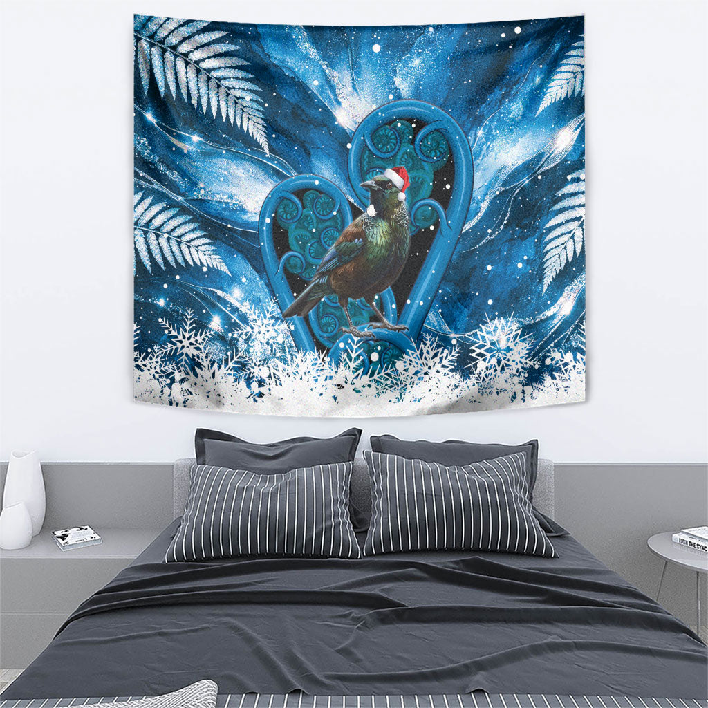 Tui Bird New Zealand Christmas In July Tapestry NZ Aroha Koru Fern Marble Vibes