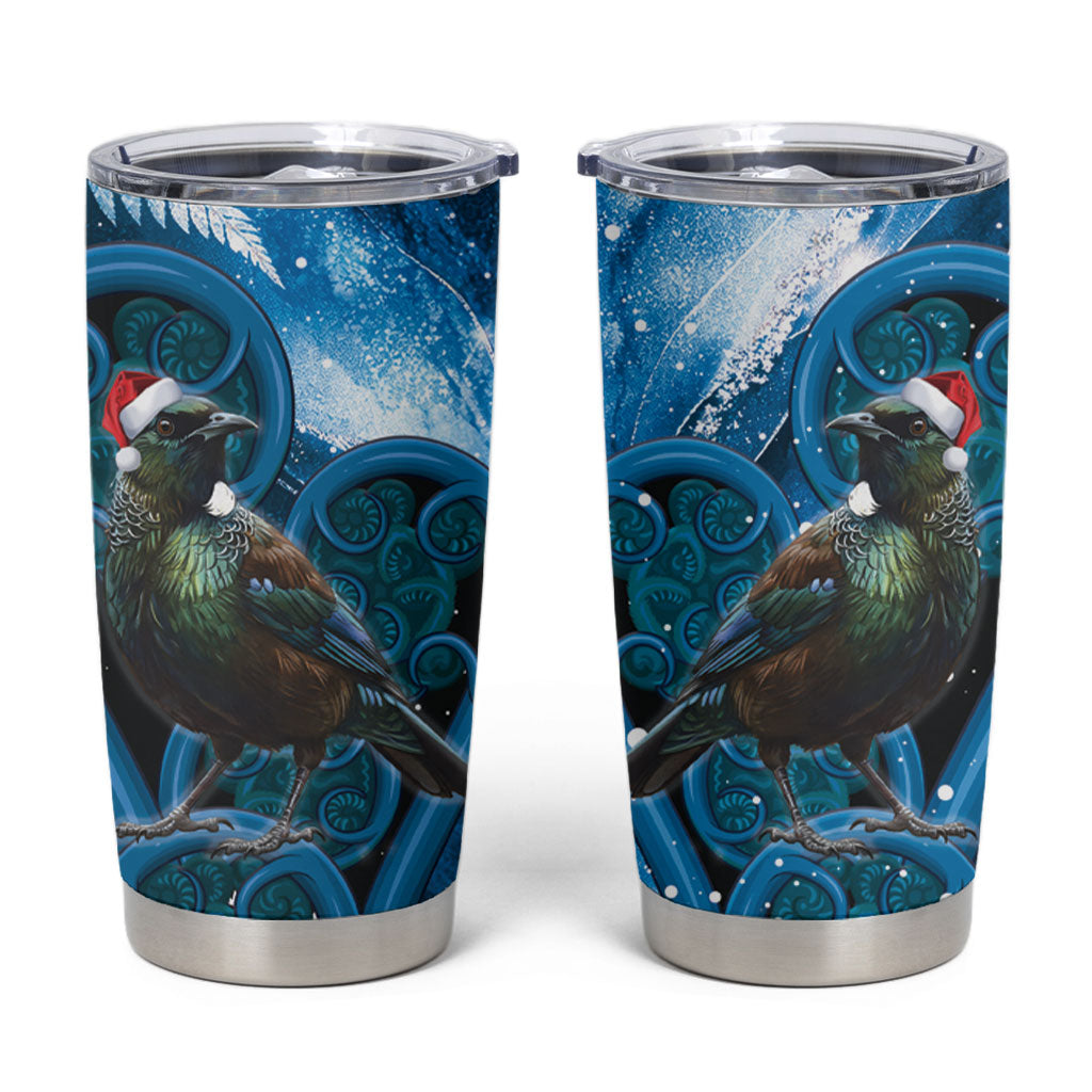 Tui Bird New Zealand Christmas In July Tumbler Cup NZ Aroha Koru Fern Marble Vibes