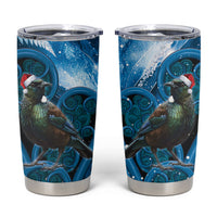Tui Bird New Zealand Christmas In July Tumbler Cup NZ Aroha Koru Fern Marble Vibes