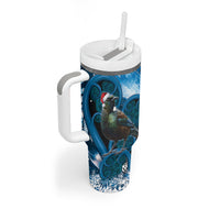 Tui Bird New Zealand Christmas In July Tumbler With Handle NZ Aroha Koru Fern Marble Vibes