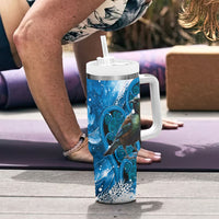 Tui Bird New Zealand Christmas In July Tumbler With Handle NZ Aroha Koru Fern Marble Vibes