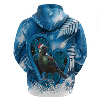 Tui Bird New Zealand Christmas In July Zip Hoodie NZ Aroha Koru Fern Marble Vibes