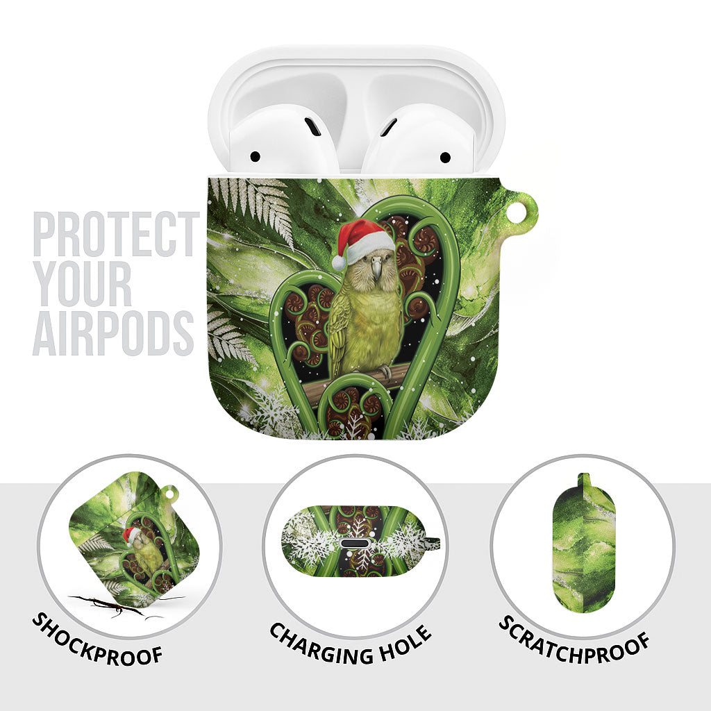 Kakapo New Zealand Christmas In July AirPods Case NZ Aroha Koru Fern Marble Vibes