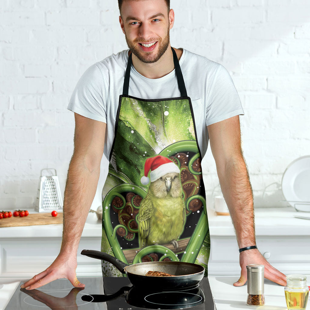 Kakapo New Zealand Christmas In July Apron NZ Aroha Koru Fern Marble Vibes