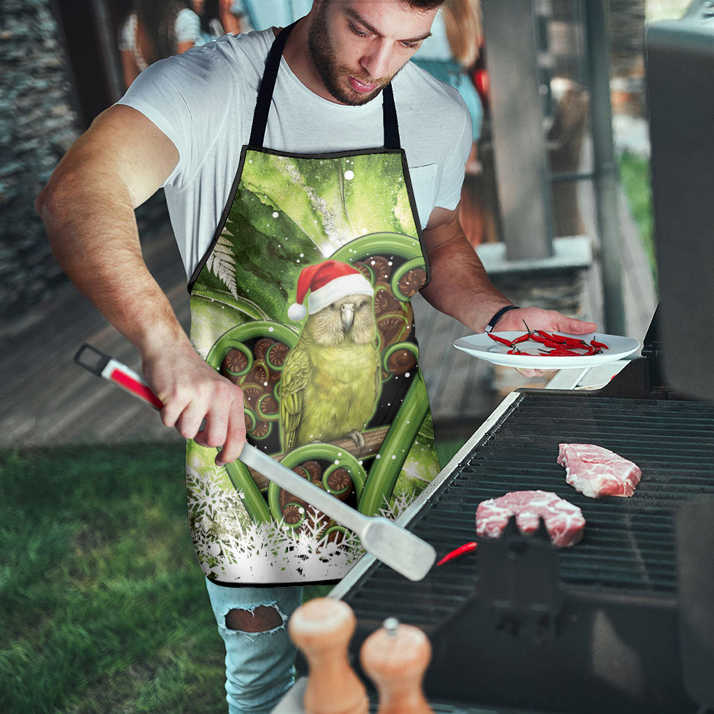 Kakapo New Zealand Christmas In July Apron NZ Aroha Koru Fern Marble Vibes