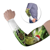 Kakapo New Zealand Christmas In July Arm Sleeves NZ Aroha Koru Fern Marble Vibes