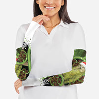 Kakapo New Zealand Christmas In July Arm Sleeves NZ Aroha Koru Fern Marble Vibes