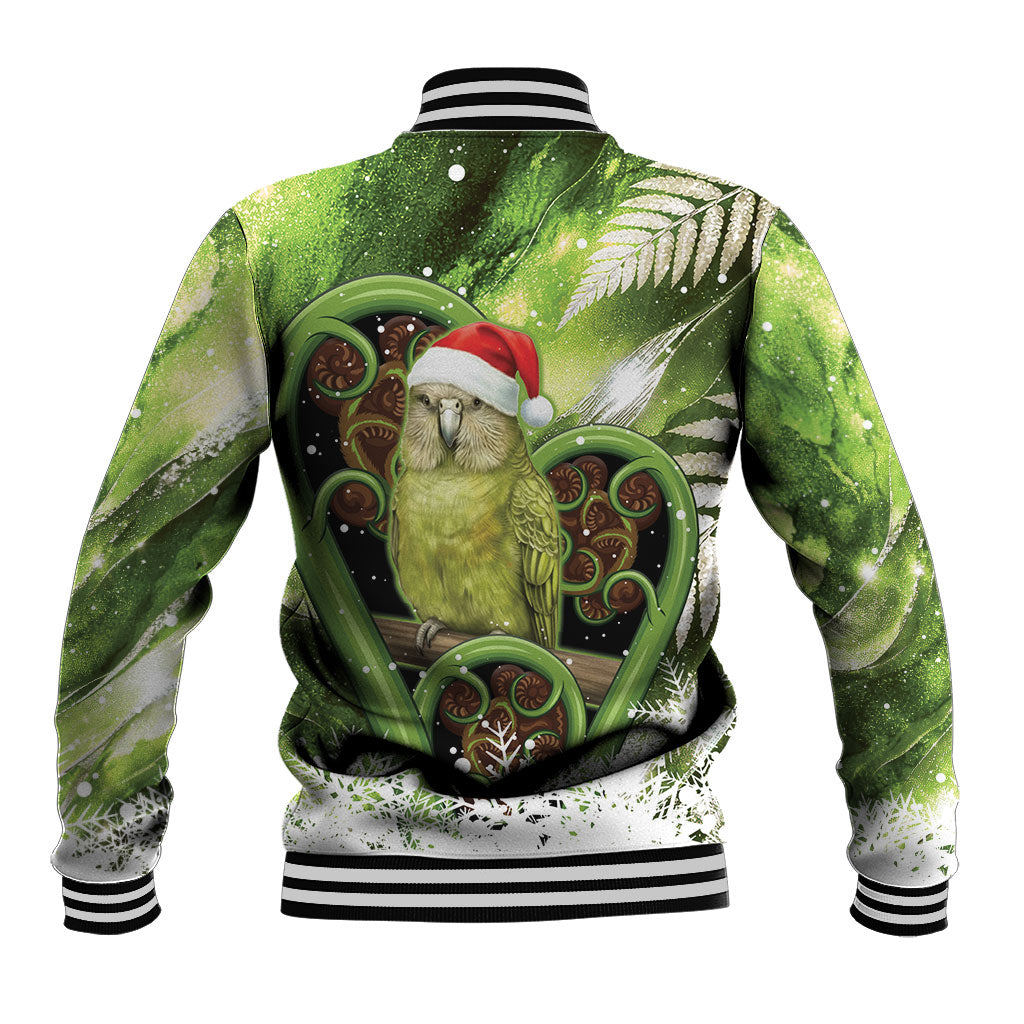 Kakapo New Zealand Christmas In July Baseball Jacket NZ Aroha Koru Fern Marble Vibes