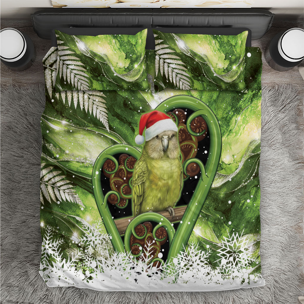 Kakapo New Zealand Christmas In July Bedding Set NZ Aroha Koru Fern Marble Vibes