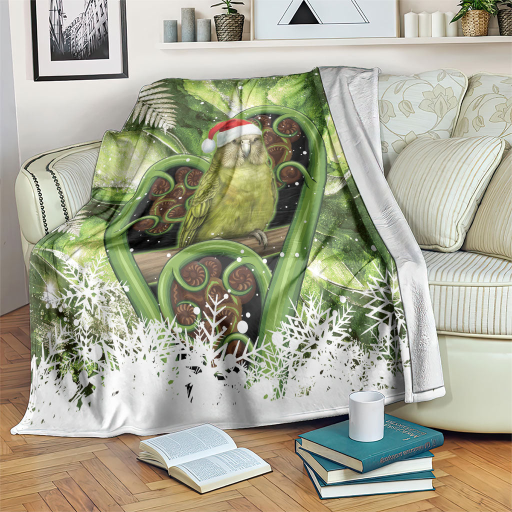 Kakapo New Zealand Christmas In July Blanket NZ Aroha Koru Fern Marble Vibes