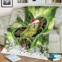Kakapo New Zealand Christmas In July Blanket NZ Aroha Koru Fern Marble Vibes