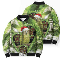 Kakapo New Zealand Christmas In July Bomber Puffer Jacket NZ Aroha Koru Fern Marble Vibes