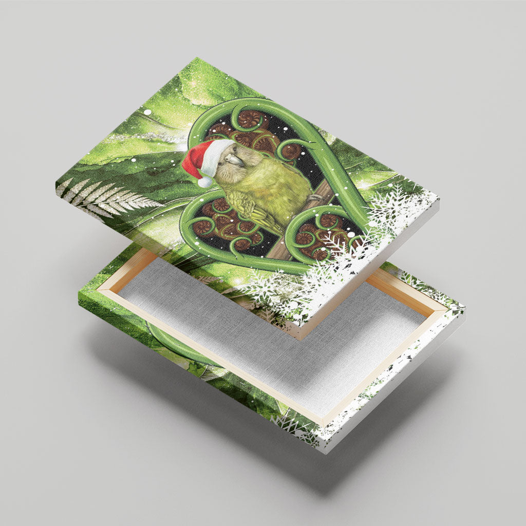 Kakapo New Zealand Christmas In July Canvas Wall Art NZ Aroha Koru Fern Marble Vibes