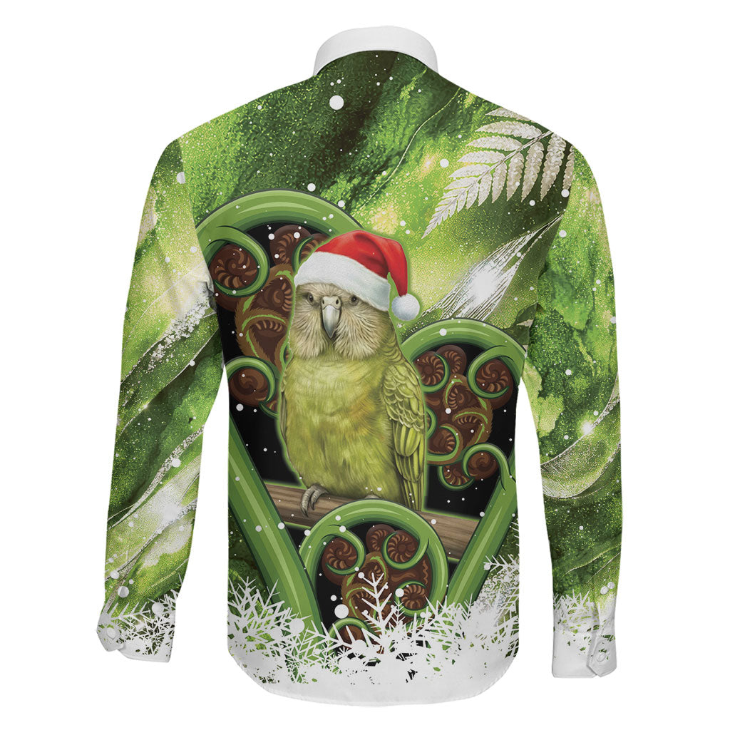 Kakapo New Zealand Christmas In July Family Matching Long Sleeve Bodycon Dress and Hawaiian Shirt NZ Aroha Koru Fern Marble Vibes