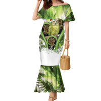 Kakapo New Zealand Christmas In July Family Matching Mermaid Dress and Hawaiian Shirt NZ Aroha Koru Fern Marble Vibes