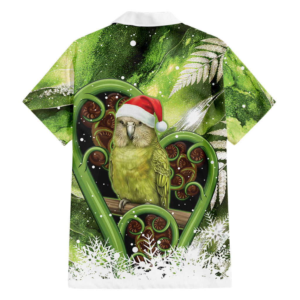 Kakapo New Zealand Christmas In July Family Matching Off Shoulder Maxi Dress and Hawaiian Shirt NZ Aroha Koru Fern Marble Vibes