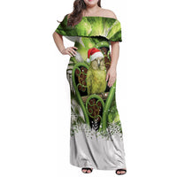 Kakapo New Zealand Christmas In July Family Matching Off Shoulder Maxi Dress and Hawaiian Shirt NZ Aroha Koru Fern Marble Vibes