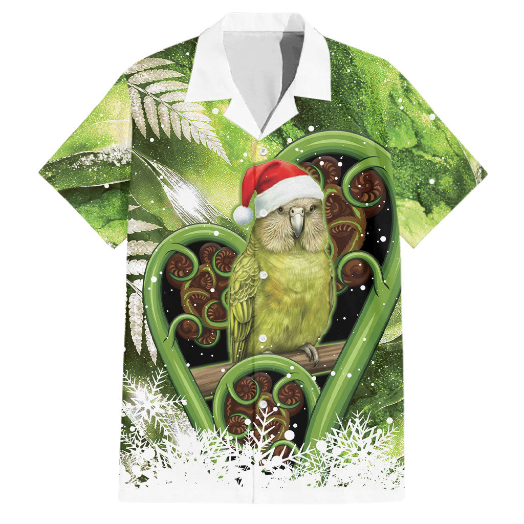 Kakapo New Zealand Christmas In July Family Matching Short Sleeve Bodycon Dress and Hawaiian Shirt NZ Aroha Koru Fern Marble Vibes