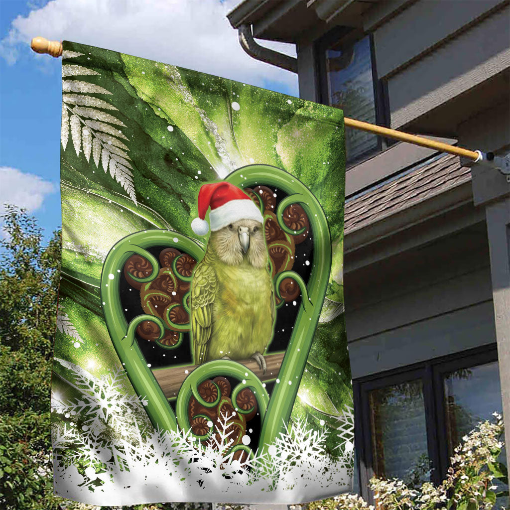 Kakapo New Zealand Christmas In July Garden Flag NZ Aroha Koru Fern Marble Vibes